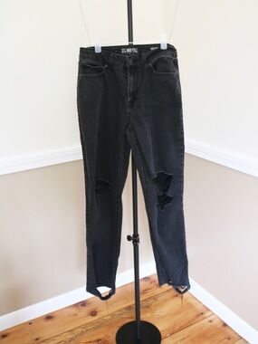 Rewash Black Straight-Leg Distressed Women’s Jeans
